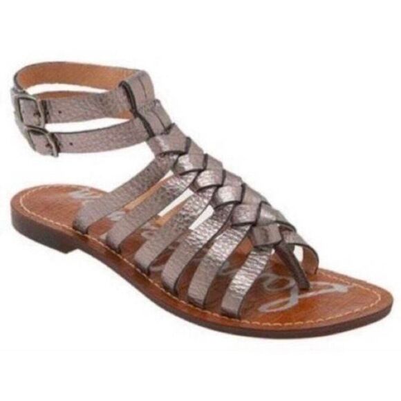 SAM EDELMAN Greco Strappy Bronzed Leather Sandal Size 9.5M - Picture 1 of 7
